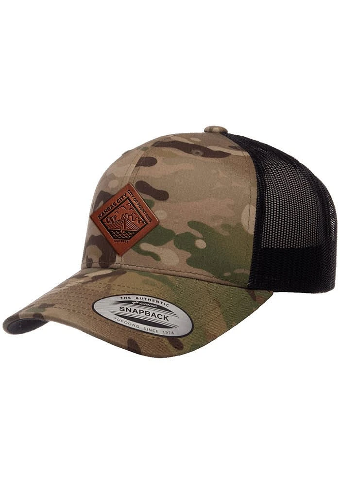 Uscape Kansas City Faux Leather Patch Trucker Adjustable Hat - Green