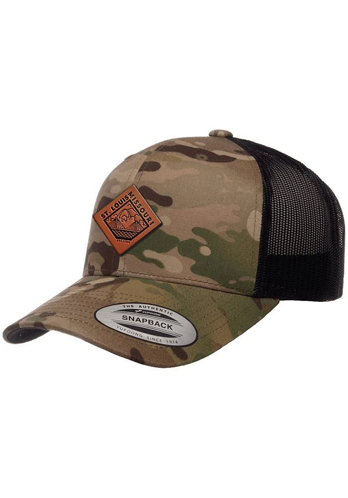 Uscape St Louis Faux Leather Patch Trucker Adjustable Hat - Green