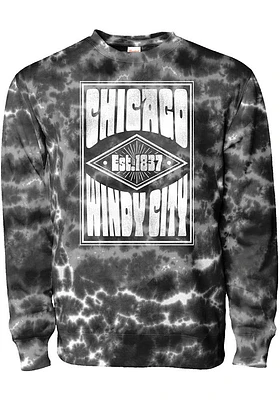 Uscape Chicago Mens Black Poster Long Sleeve Crew Sweatshirt