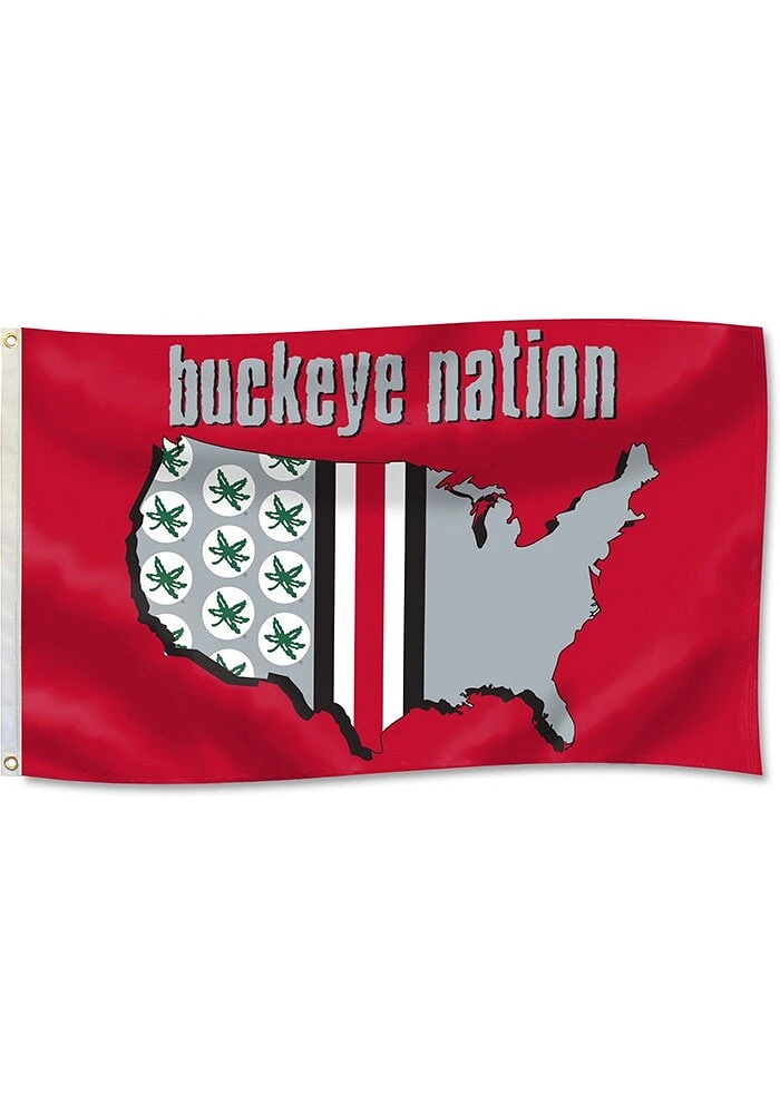 Ohio State Buckeyes 3x5 Ft Design Red Silk Screen Grommet Flag