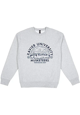 Uscape Xavier Musketeers Mens Grey Premium Voyager Heavyweight Long Sleeve Crew Sweatshirt