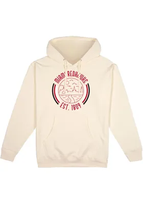 Uscape Miami RedHawks Mens White Pullover 90s Flyer Long Sleeve Hoodie