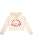 Uscape Miami RedHawks Womens White Fleece Cropped Hooded Sweatshirt