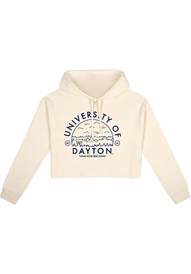 Uscape Dayton Flyers Womens White Fleece Cropped Hooded Sweatshirt