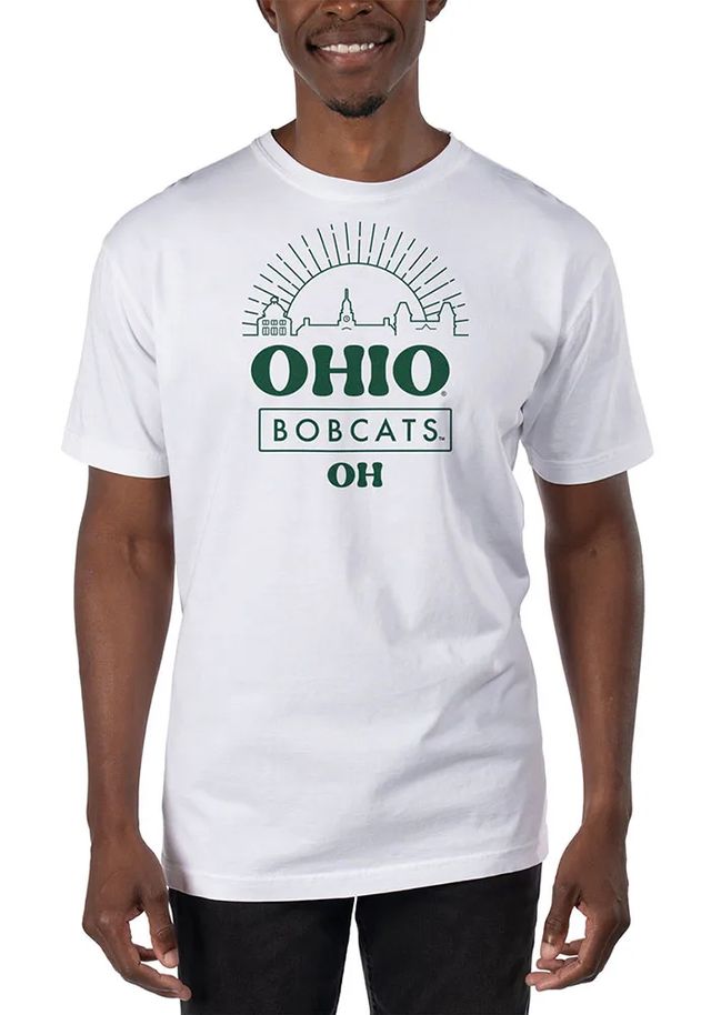 Uscape Ohio Bobcats White Garment Dyed Logo Short Sleeve T Shirt