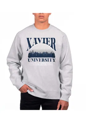 Uscape Xavier Musketeers Mens Grey Heather Heavyweight Long Sleeve Crew Sweatshirt