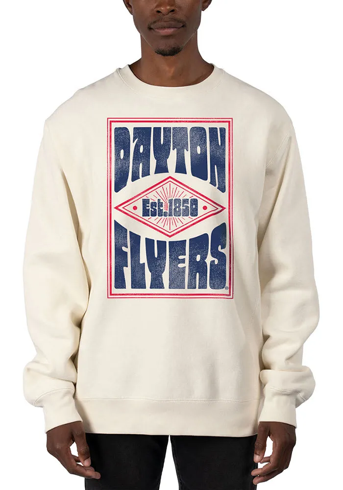 Uscape Dayton Flyers Mens White Heavyweight Poster Long Sleeve Crew Sweatshirt