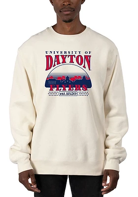 Uscape Dayton Flyers Mens White Stars Heavyweight Long Sleeve Crew Sweatshirt