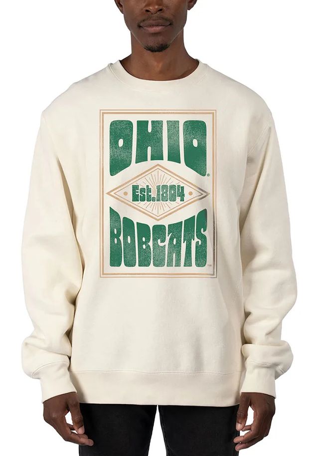 Uscape Ohio Bobcats Mens White Heavyweight Poster Long Sleeve Crew Sweatshirt