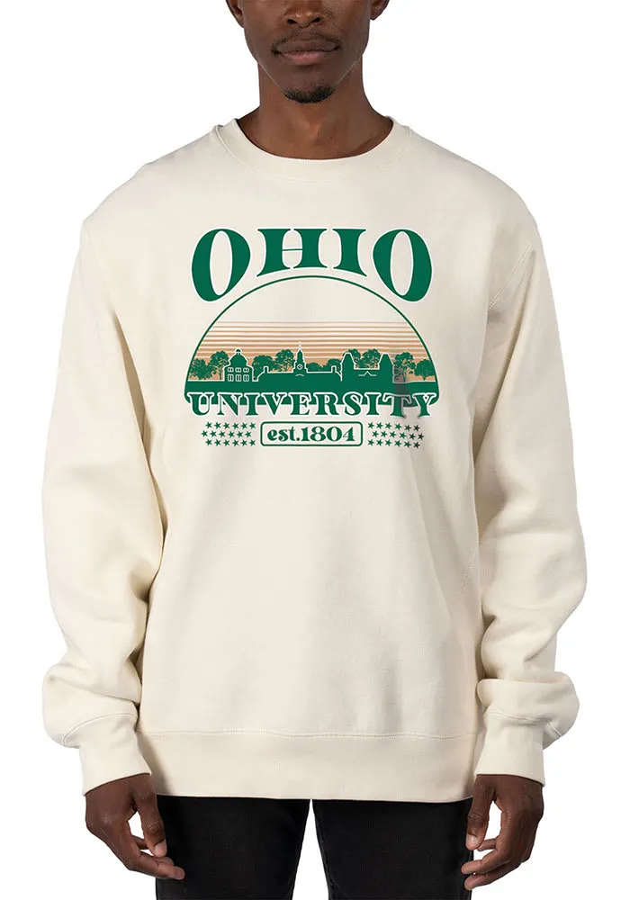 Uscape Ohio Bobcats Mens White Stars Heavyweight Long Sleeve Crew Sweatshirt