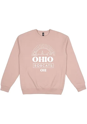 Uscape Ohio Bobcats Mens Pink Heavyweight Long Sleeve Crew Sweatshirt