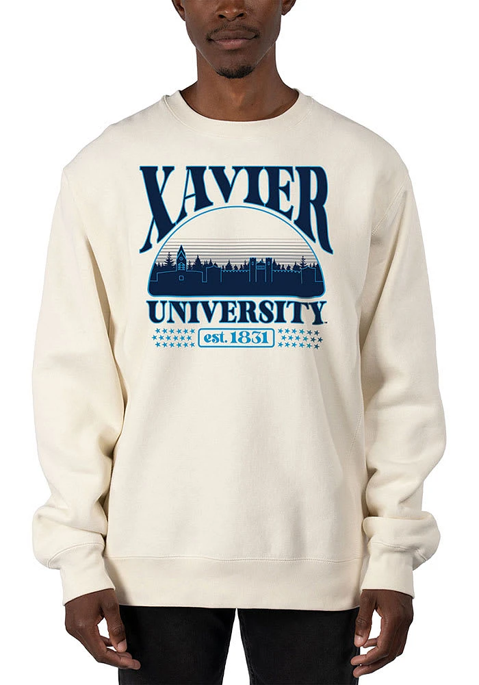 Uscape Xavier Musketeers Mens White Stars Heavyweight Long Sleeve Crew Sweatshirt