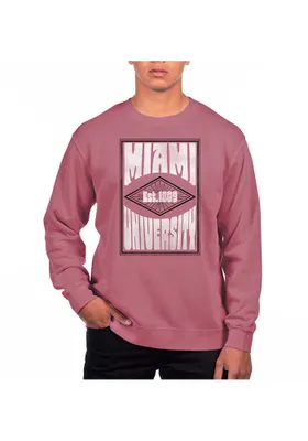 Uscape Miami RedHawks Mens Maroon Pigment Dyed Poster Long Sleeve Crew Sweatshirt