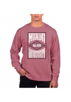 Uscape Miami RedHawks Mens Maroon Pigment Dyed Poster Long Sleeve Crew Sweatshirt