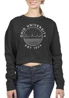 Uscape Ohio Bobcats Womens Black Pigment Dyed Crop Crew Sweatshirt