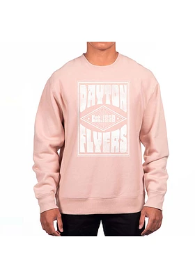 Uscape Dayton Flyers Mens Pink Heavyweight Poster Long Sleeve Crew Sweatshirt