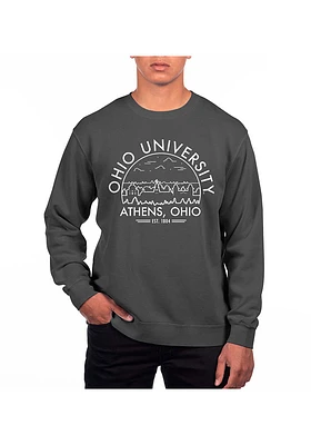 Uscape Ohio Bobcats Mens Black Pigment Dyed Voyager Long Sleeve Crew Sweatshirt