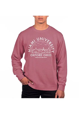 Uscape Miami RedHawks Mens Maroon Pigment Dyed Voyager Long Sleeve Crew Sweatshirt