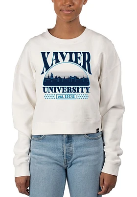 Uscape Xavier Musketeers Womens Pigment Dyed Crop Crew Sweatshirt