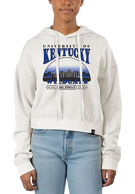 Uscape Kentucky Wildcats Womens White Pigment Dyed Crop Hooded Sweatshirt