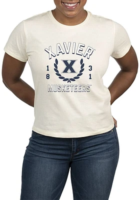 Uscape Xavier Musketeers Womens White Vintage Academy Short Sleeve T-Shirt