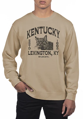 Uscape Kentucky Wildcats Mens Tan Pigment Dyed Wilder Long Sleeve Crew Sweatshirt