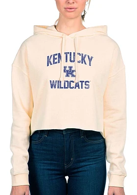 Uscape Kentucky Wildcats Womens White Vintage Crop Hooded Sweatshirt