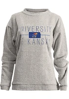 Pressbox Kansas Jayhawks Womens Oatmeal Comfy Terry Crew Sweatshirt