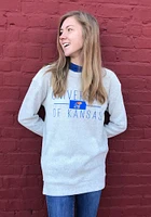 Pressbox Kansas Jayhawks Womens Oatmeal Comfy Terry Crew Sweatshirt