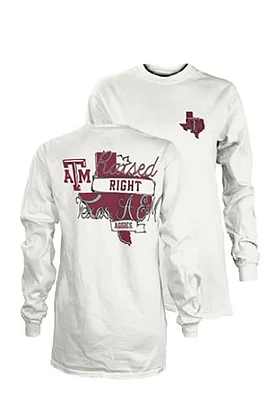 Pressbox Texas A&M Aggies Womens White Raised Right LS Tee