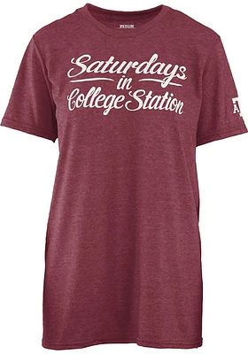 Pressbox Texas A&M Aggies Womens Maroon Saturday Short Sleeve T-Shirt