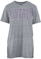 Pressbox K-State Wildcats Womens Grey Bell Lap Short Sleeve T-Shirt