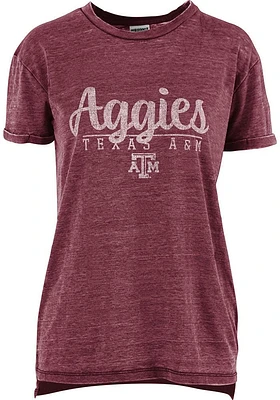 Pressbox Texas A&M Aggies Womens Maroon Cherie Vintage Boyfriend Crew Neck Short Sleeve T-Shirt