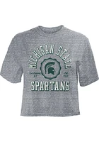 Pressbox Michigan State Spartans Womens Grey Bishop Crop Crew Neck Short Sleeve T-Shirt