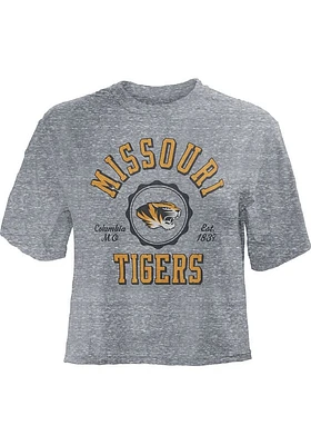 Pressbox Missouri Tigers Womens Grey Bishop Crop Crew Neck Short Sleeve T-Shirt