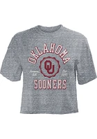 Pressbox Oklahoma Sooners Womens Grey Bishop Crop Crew Neck Short Sleeve T-Shirt