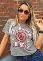 Pressbox Oklahoma Sooners Womens Grey Bishop Crop Crew Neck Short Sleeve T-Shirt