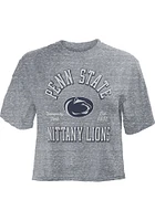 Pressbox Penn State Nittany Lions Womens Grey Bishop Crop Crew Neck Short Sleeve T-Shirt