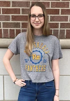 Pressbox Pitt Panthers Womens Grey Bishop Crop Crew Neck Short Sleeve T-Shirt