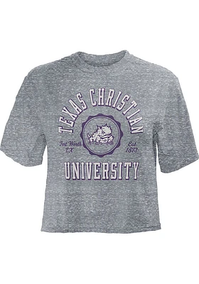 Pressbox TCU Horned Frogs Womens Grey Bishop Crop Crew Neck Short Sleeve T-Shirt