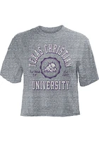 Pressbox TCU Horned Frogs Womens Grey Bishop Crop Crew Neck Short Sleeve T-Shirt