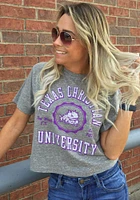 Pressbox TCU Horned Frogs Womens Grey Bishop Crop Crew Neck Short Sleeve T-Shirt