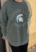Pressbox Michigan State Spartans Womens Green Bakersfield Crew Sweatshirt
