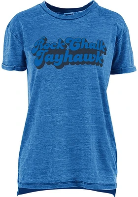 Pressbox Kansas Jayhawks Womens Blue Vintage Short Sleeve T-Shirt