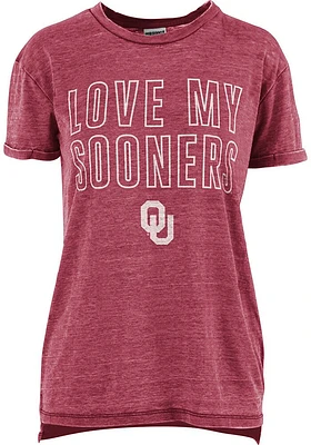 Pressbox Oklahoma Sooners Womens Crimson Vintage Short Sleeve T-Shirt