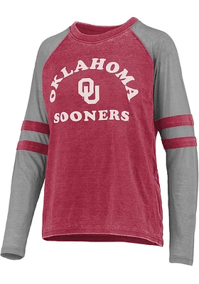Pressbox Oklahoma Sooners Womens Crimson Piper Raglan LS Tee