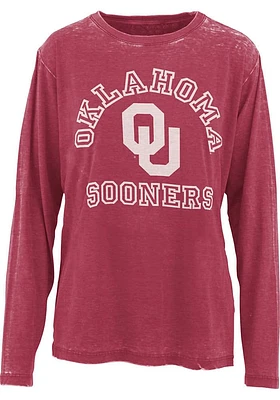 Pressbox Oklahoma Sooners Womens Crimson Selena LS Tee