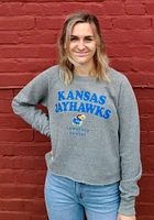 Pressbox Kansas Jayhawks Womens Grey Visalia Crew Sweatshirt