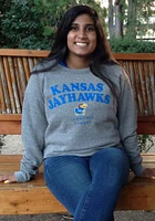 Pressbox Kansas Jayhawks Womens Grey Visalia Crew Sweatshirt