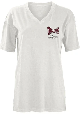 Pressbox Texas A&M Aggies Womens White Preppy State Bowtie Short Sleeve T-Shirt